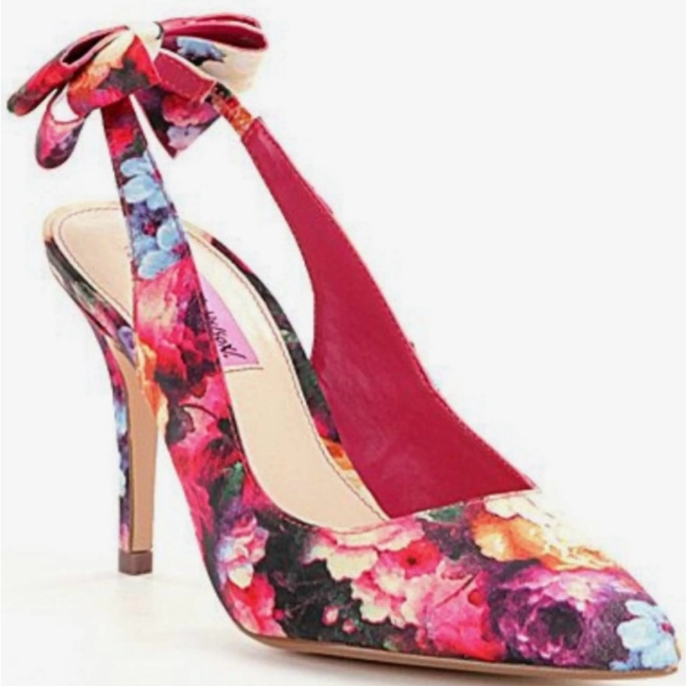 Betsey Johnson Multicolor Floral Heels with Bow